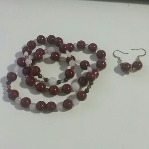 Stretch bracelet and earrings